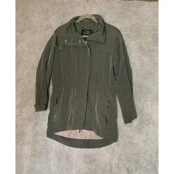 ANORAK Women's‎ Large Jacket Green Adjustable Sleeves Zip and Snap Front - Picture 1 of 8